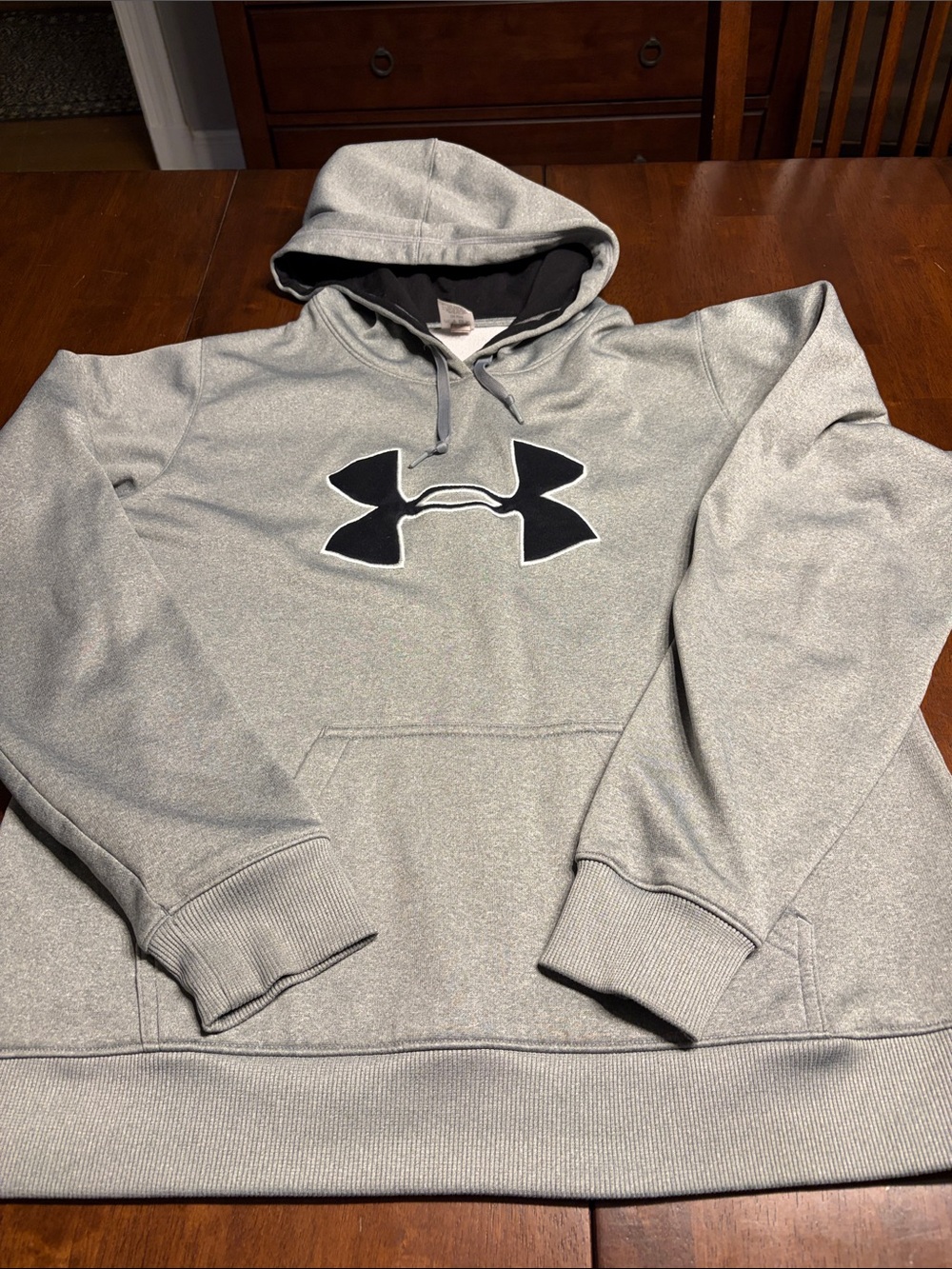 Under Armour Men’s Light Gray Crewneck Hoodie with Black Logo